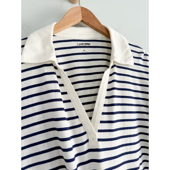 J.Crew | NWT Vintage jersey johnny-collar shirt in stripe Ivory Eve | Sz M - Picture 4 of 10